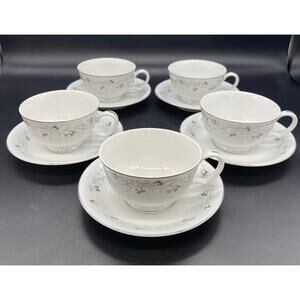 Vintage Moon Mist Fine China Set of 5 Cups & Saucers # 3000 Made in Japan